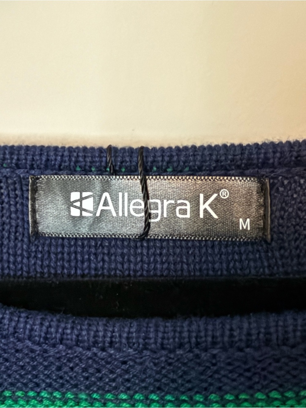 Allegra K Navy Green Striped Drop Shoulder Tunic Sweater NWT - Picture 3 of 6
